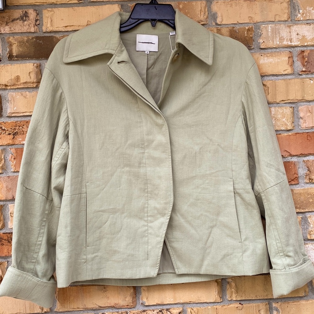 Vince Women’s Lightweight Green Shirt Jacket, Size 12 - Picture 4 of 11